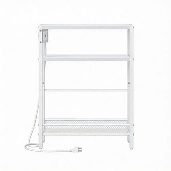 Slim Side Table with USB Outlet Storage 11.8"