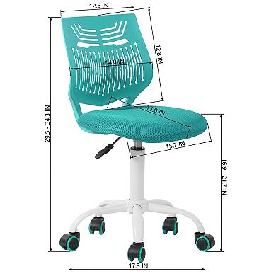 Homy Casa Adjustable Armless Office Chair with Breathable Back, Swivel Task Chair for Home Office or