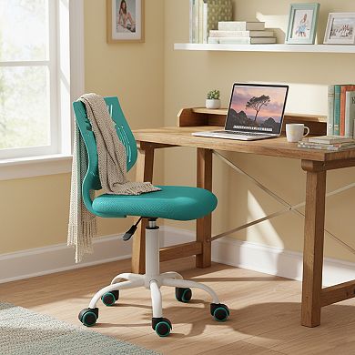 Homy Casa Adjustable Armless Office Chair with Breathable Back, Swivel Task Chair for Home Office or
