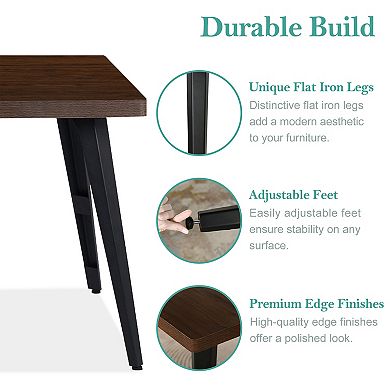 Homy Casa 62.9'' Rectangular Dining Table with Metal Legs, Seats 46