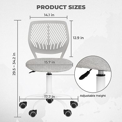 Homy Casa Adjustable Swivel Task Office Chair with Ergonomic Back, Fabric Seat Cushion