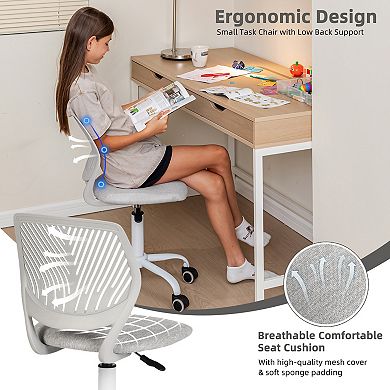 Homy Casa Adjustable Swivel Task Office Chair with Ergonomic Back, Fabric Seat Cushion