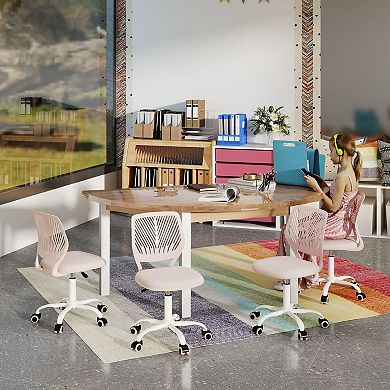 Homy Casa Adjustable Swivel Office Chair with Breathable Back, Upholstered Seat