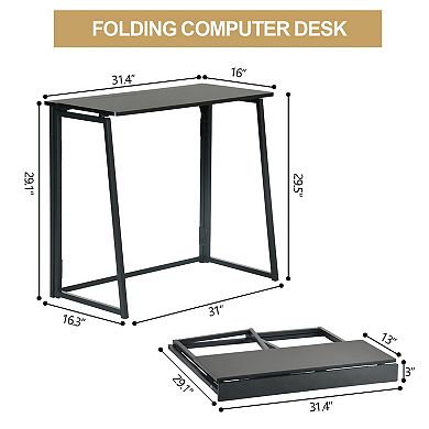 Homy Casa Folding Computer Table for Small Spaces, Compact Home Office Desk