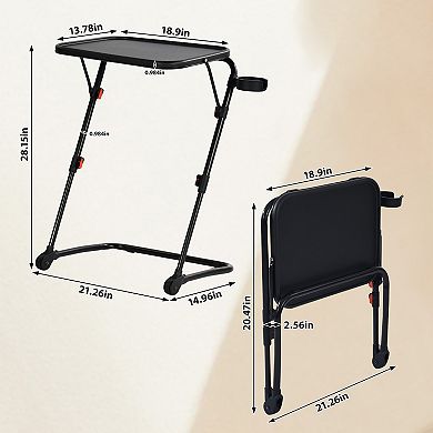 Homy Casa Adjustable Folding TV Tray Table with Cup Holder