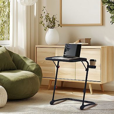Homy Casa Adjustable Folding TV Tray Table with Cup Holder