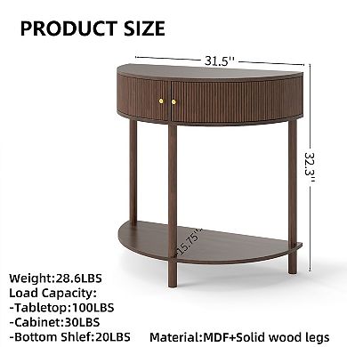 Homy Casa Entryway Console Table, Demi-Lune Wood Console with Wave Drawer Fronts