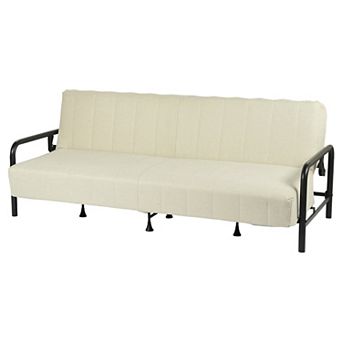 Homy Casa Convertible Futon Sofa Bed with Tufted Cushion and Metal Frame