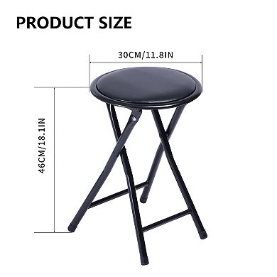 Homy Casa Folding Round Stool, Metal Frame, Compact Seating