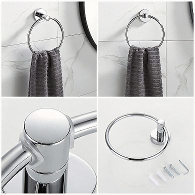 Chrome 8pc Bathroom Hardware Set Towel Bar Rack Hook Holder