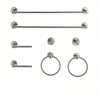 Chrome 8 pc Bathroom Hardware Set Towel Bar Rack Hook Holder