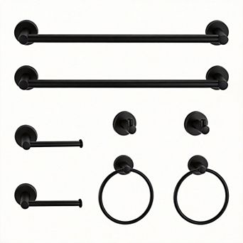 Chrome 8 pc Bathroom Hardware Set Towel Bar Rack Hook Holder