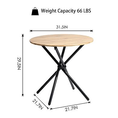 Homy Casa 31.5" Compact Round Dining Table with Metal Frame for Small Kitchen Spaces