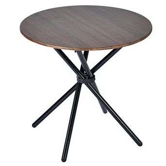 Homy Casa 31.5" Compact Round Dining Table with Metal Frame for Small Kitchen Spaces