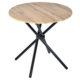 Homy Casa 31.5" Compact Round Dining Table with Metal Frame for Small Kitchen Spaces