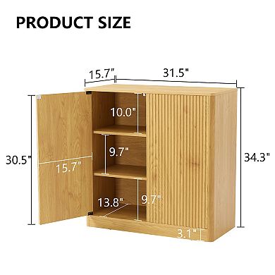 Homy Casa 31.5" Sideboard for Dining Room or Living Room with Curved Doors