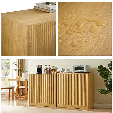 Homy Casa 31.5" Sideboard for Dining Room or Living Room with Curved Doors