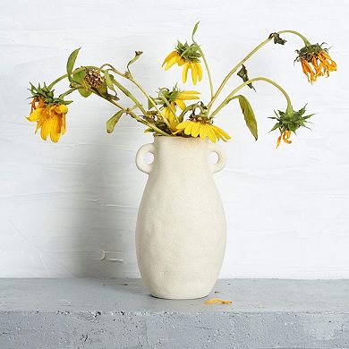DOUBLE EAR HANDLE RUSTIC CERAMIC VASE