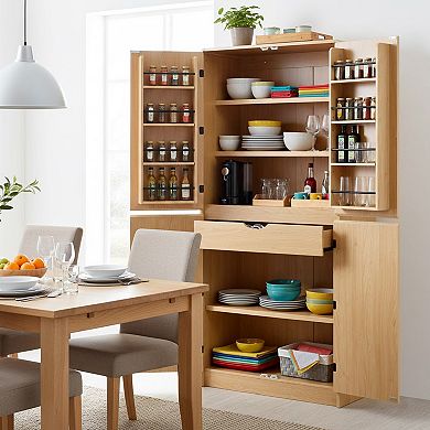 Homy Casa 72" Tall Pantry Cabinet with Adjustable Shelves for Kitchen or Dining Room
