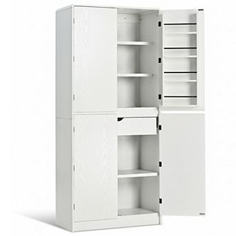 Homy Casa 72" Tall Pantry Cabinet with Adjustable Shelves for Kitchen or Dining Room