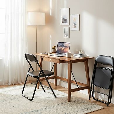 Homy Casa Folding Chairs Set of 2 with Padded Seat