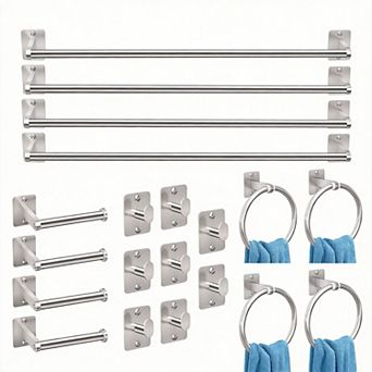 20 pc Bath Hardware Set 24" Towel Bar Robe Hook TP Holder