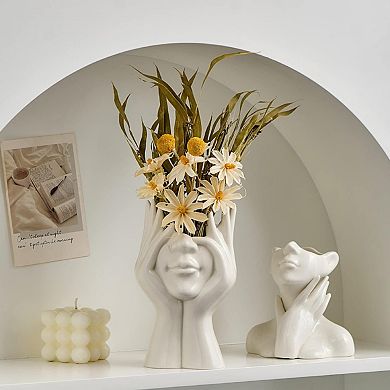 CERAMIC FACE CENTERPIECE DECORATIVE VASE