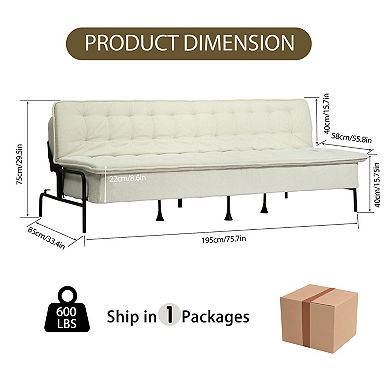 Homy Casa Sofa Bed for Living Room, Upholstered Convertible Sleeper Futon