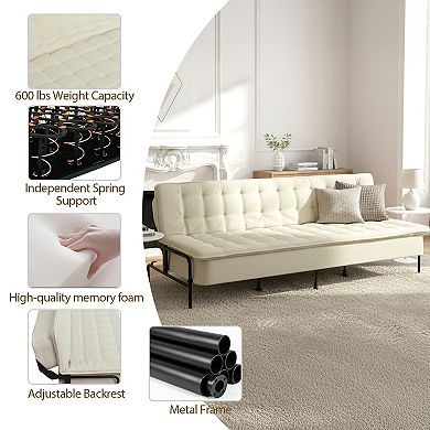 Homy Casa Sofa Bed for Living Room, Upholstered Convertible Sleeper Futon