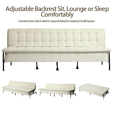 Homy Casa Sofa Bed for Living Room, Upholstered Convertible Sleeper Futon