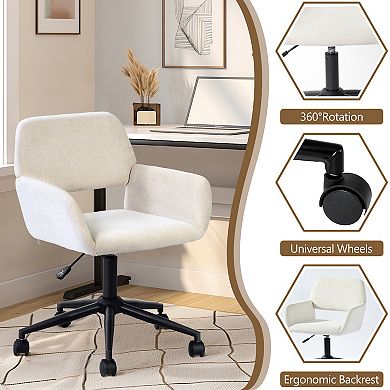 Homy Casa Swivel Upholstered Office Chair with Armrests