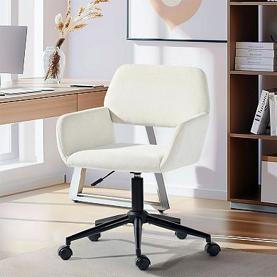 Homy Casa Swivel Upholstered Office Chair with Armrests