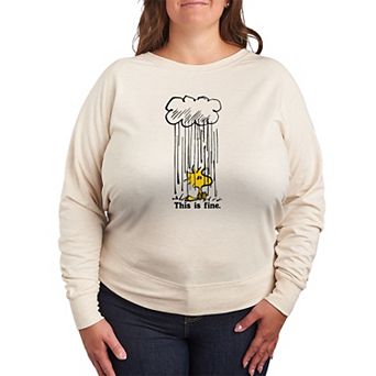 Plus Size Peanuts Woodstock This Is Fine French Terry Long Sleeve Tee