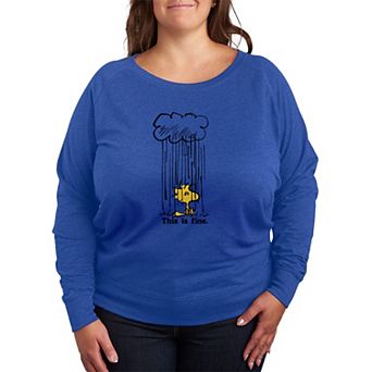 Plus Size Peanuts Woodstock This Is Fine French Terry Long Sleeve Tee