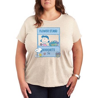 Plus Size Peanuts Lucy's Flower Stand Graphic Tee