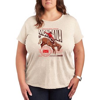 Plus Size USPS Greetings From Montana Stamp Graphic Tee