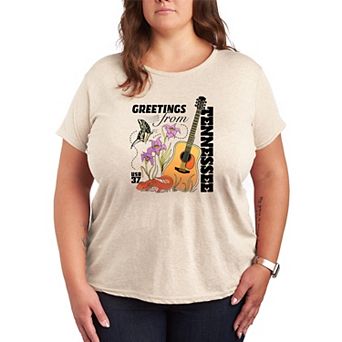 Plus Size USPS Greetings From Tennessee Stamp Graphic Tee