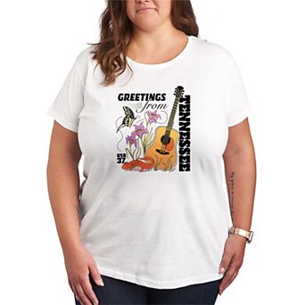 Plus Size USPS Greetings From Tennessee Stamp Graphic Tee