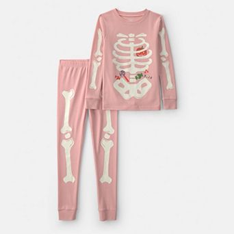 Girls 4-14 Carter's 2 pc Halloween Skeleton Pajama Top & Pajama Bottom Set