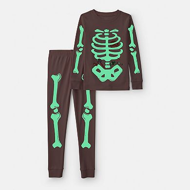 Girls 4-14 Carter's 2-Piece Halloween Skeleton Pajama Top & Pajama Bottom Set