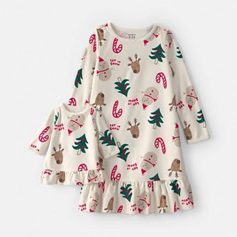 Girls 4-10 Carter's 2 pc Christmas Icon Fleece Nightgown & Doll Gown Set