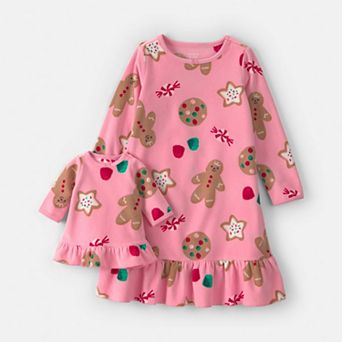 Girls 4-10 Carter's 2 pc Christmas Icon Fleece Nightgown & Doll Gown Set