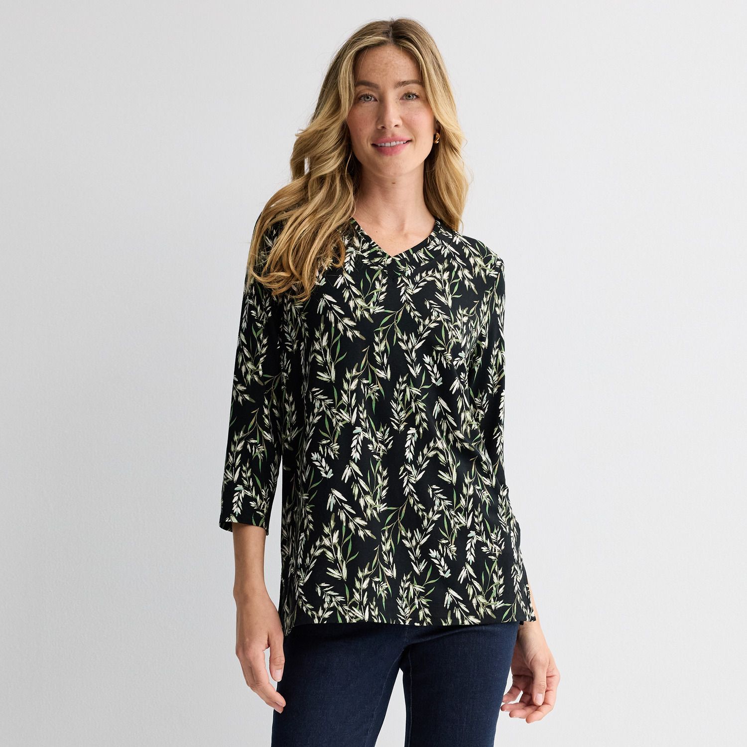 Женский топ Croft & Barrow Drapey V-Neck Tunic, цвет: Чёрный