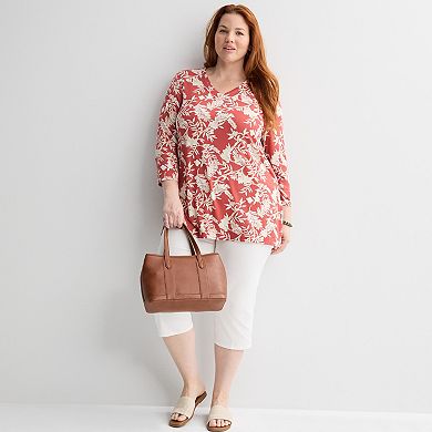 Plus Size Croft & Barrow® Drapey V-Neck Tunic