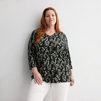 Plus Size Croft & Barrow® Drapey V-Neck Tunic