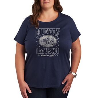Plus Size Country Music Raised Me Right Distressed Graphic Tee