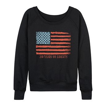 Women's 250 Years Of Liberty USA Flag Distressed French Terry Long Sleeve Tee