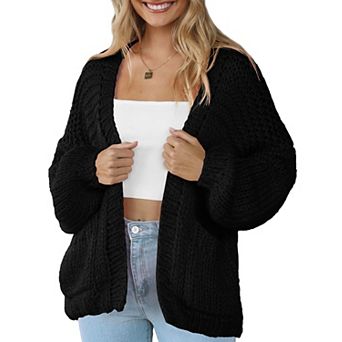 Women Cardigan Sweater Lightweight Long Sleeves V Neck Pocketed Soft Knitwear