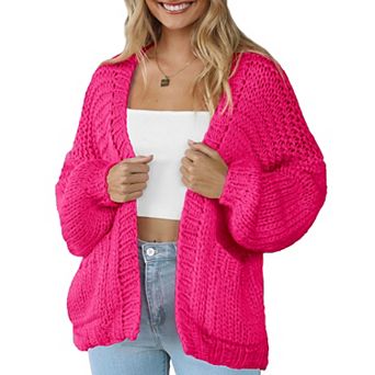 Women Cardigan Sweater Lightweight Long Sleeves V Neck Pocketed Soft Knitwear