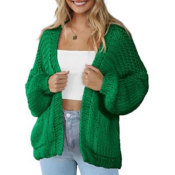 Women Cardigan Sweater Lightweight Long Sleeves V Neck Pocketed Soft Knitwear